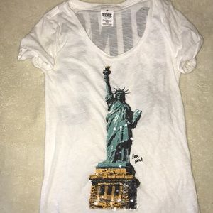 VS-Pink NYC Statue of Liberty t shirt